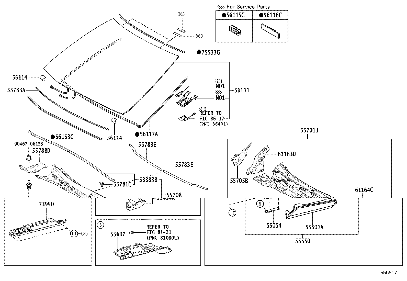 55708-33340 LOUVER SUB-ASSY, COWL TOP VENTILATOR product image