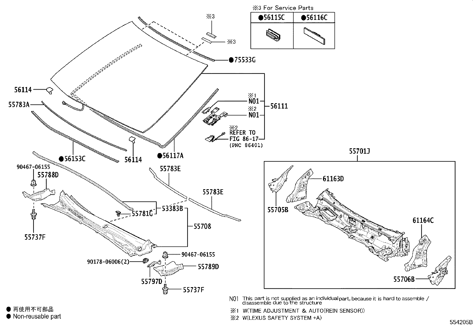 Toyota 75533-33120 MOULDING, WINDSHIELD, OUTSIDE