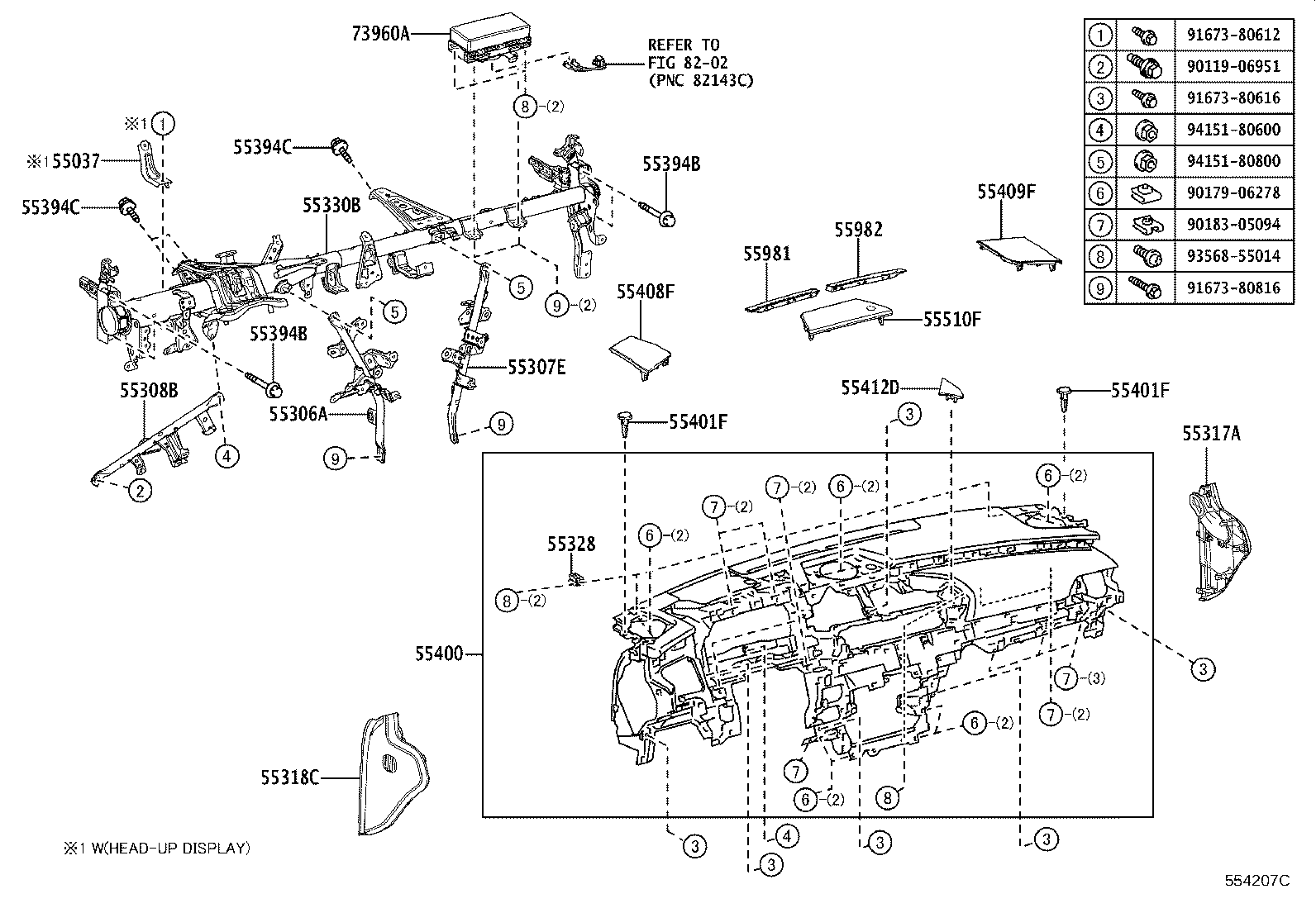 Toyota 90119-08D16 BOLT, INSTRUMENT PANEL