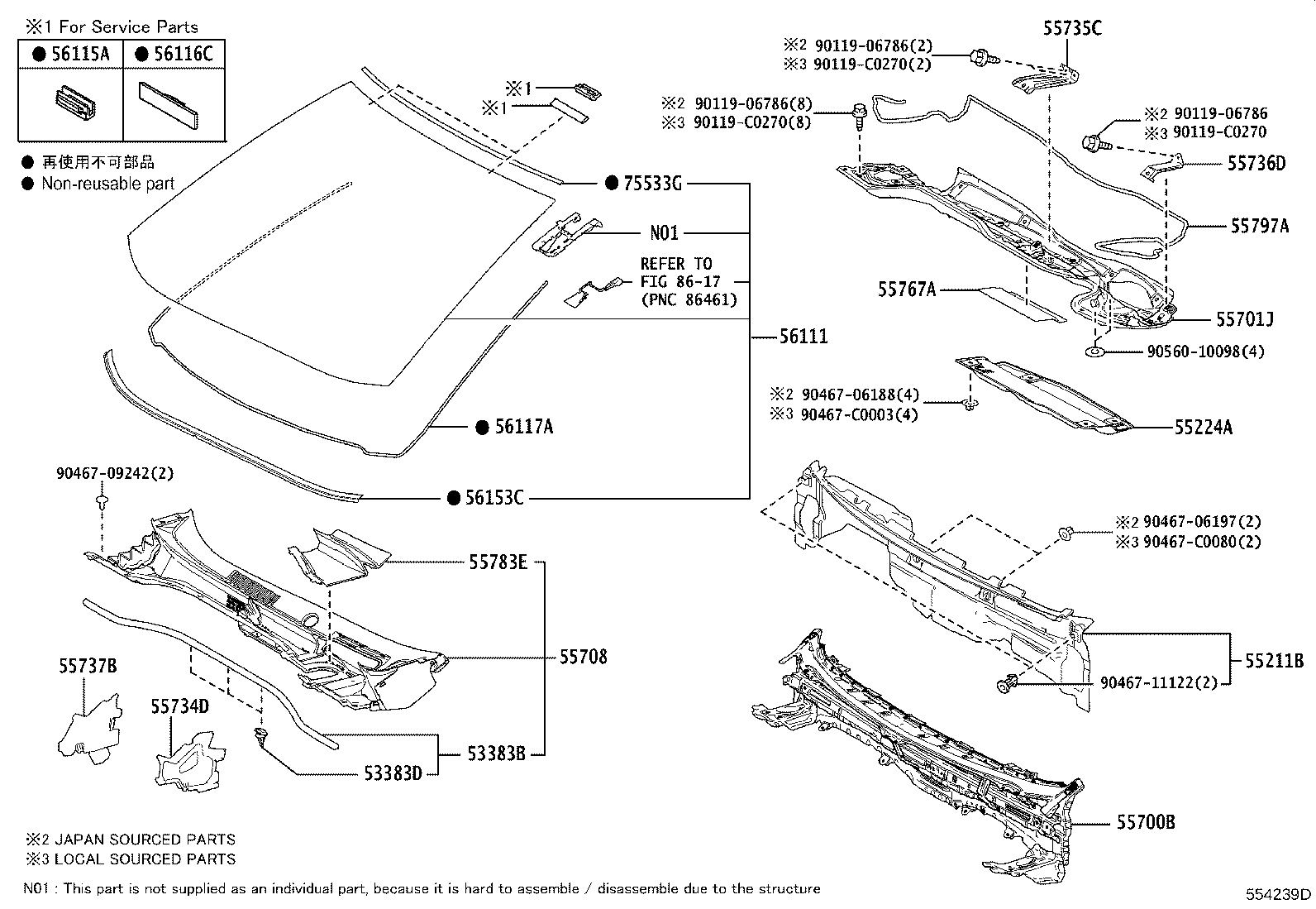 56101-F4261 GLASS, WINDSHIELD product image