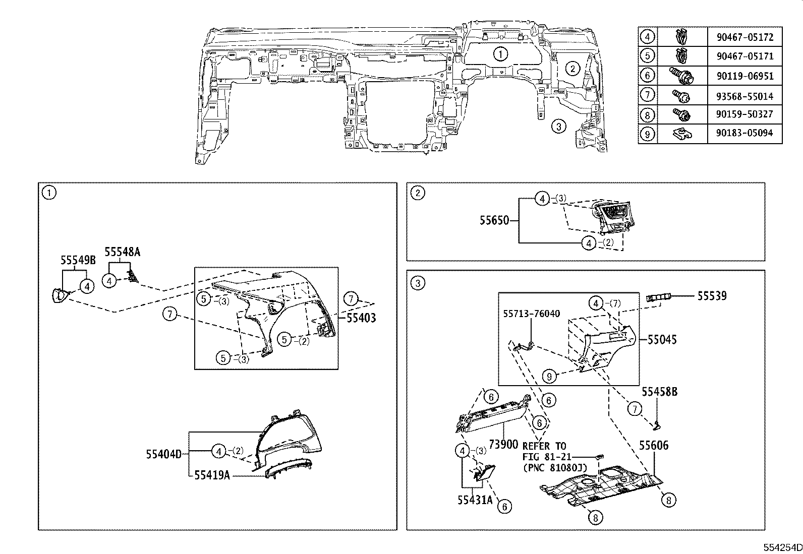 55405-76040 PANEL SUB-ASSY, INSTRUMENT CLUSTER FINISH, CENTER product image