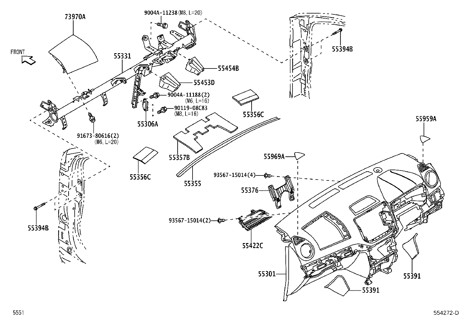 55352-BZ070 BRACE, INSTRUMENT PANEL TO FLOOR, NO.2 product image