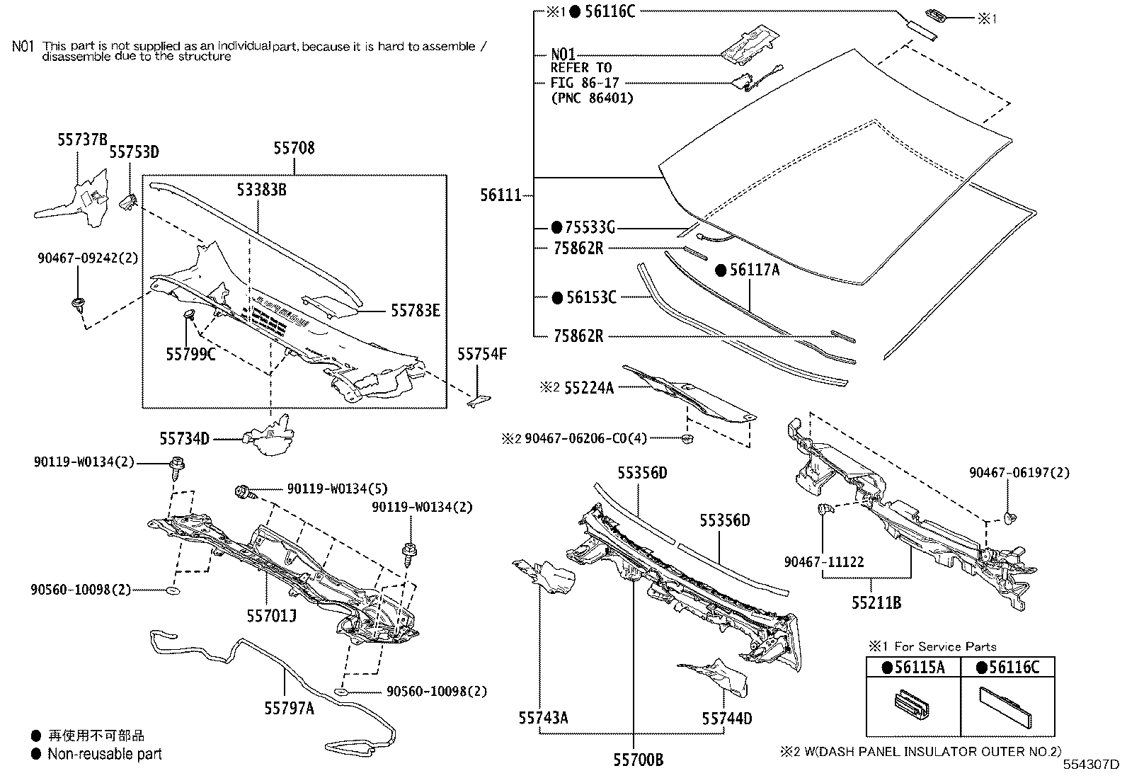 55708-02770 LOUVER SUB-ASSY, COWL TOP VENTILATOR product image