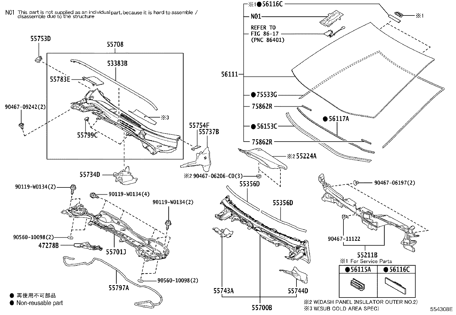 55708-02770 LOUVER SUB-ASSY, COWL TOP VENTILATOR product image