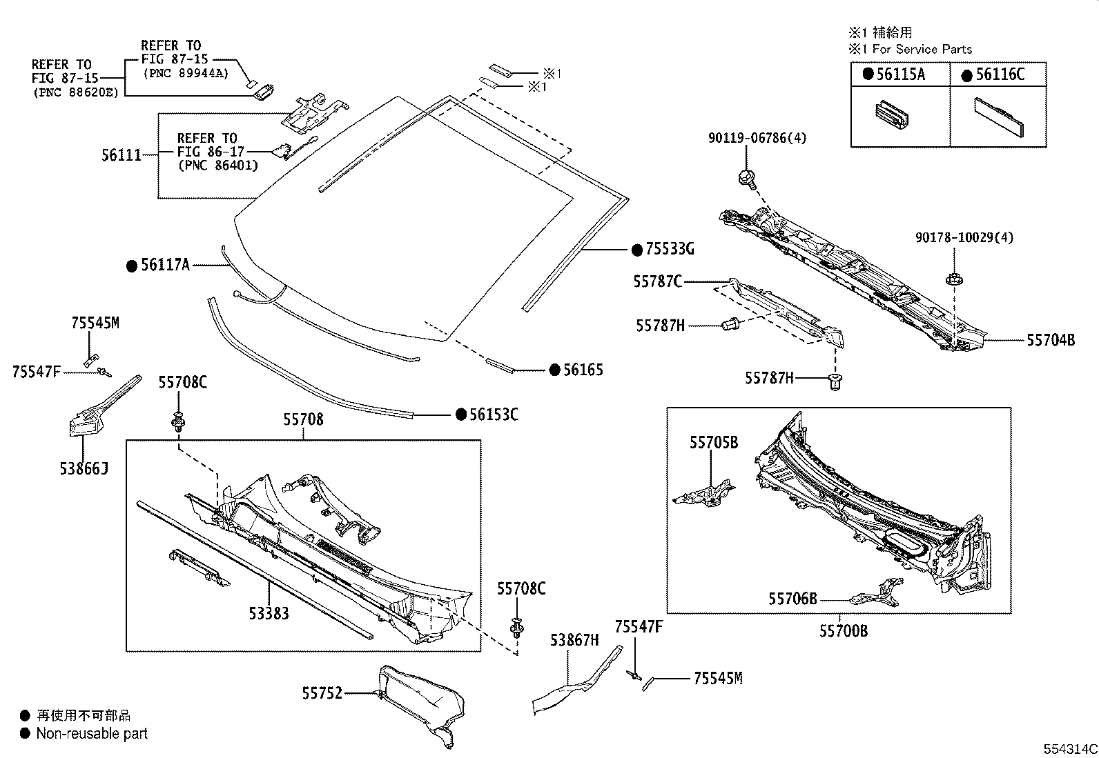 56101-42908 GLASS, WINDSHIELD product image