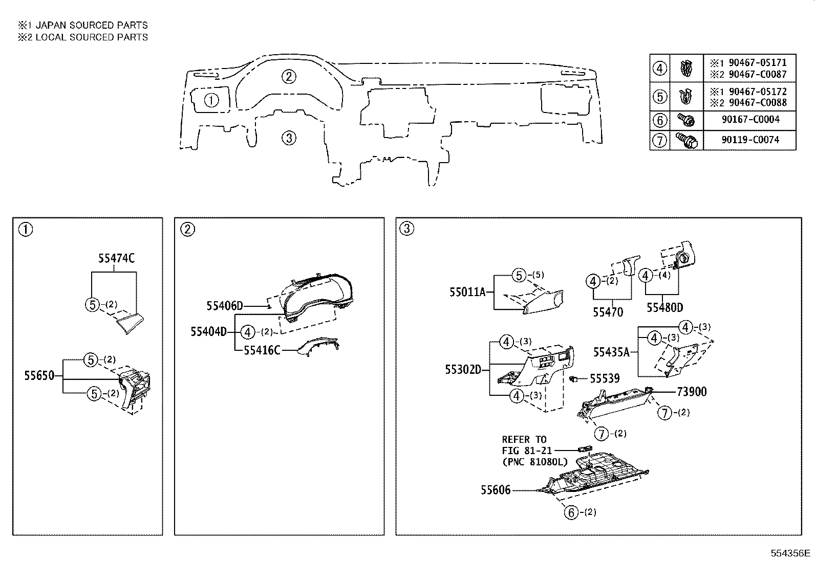 55405-07040 PANEL SUB-ASSY, INSTRUMENT CLUSTER FINISH, CENTER product image
