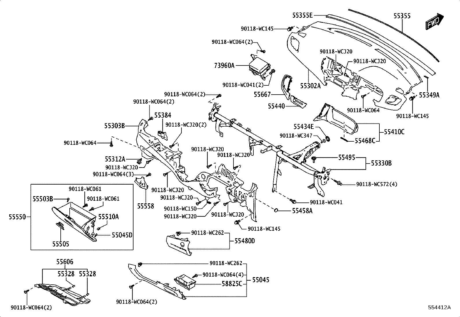55355-WC002 CUSHION, INSTRUMENT PANEL product image