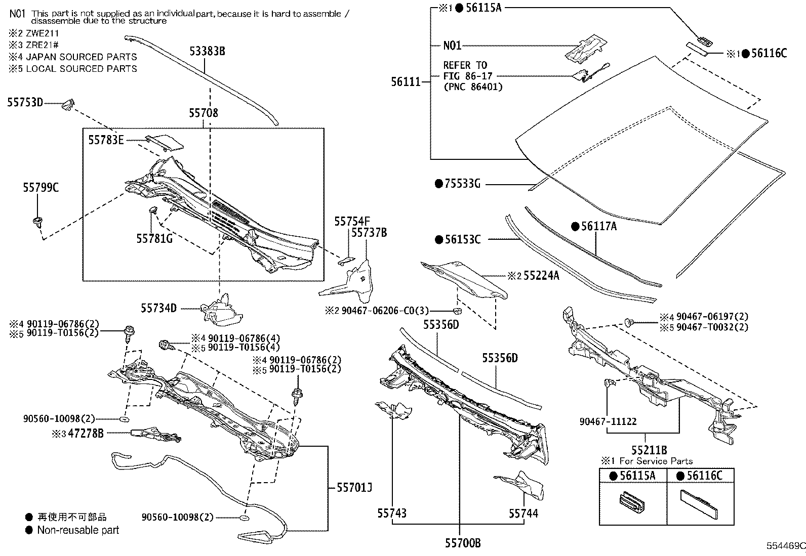 55708-02880 LOUVER SUB-ASSY, COWL TOP VENTILATOR product image