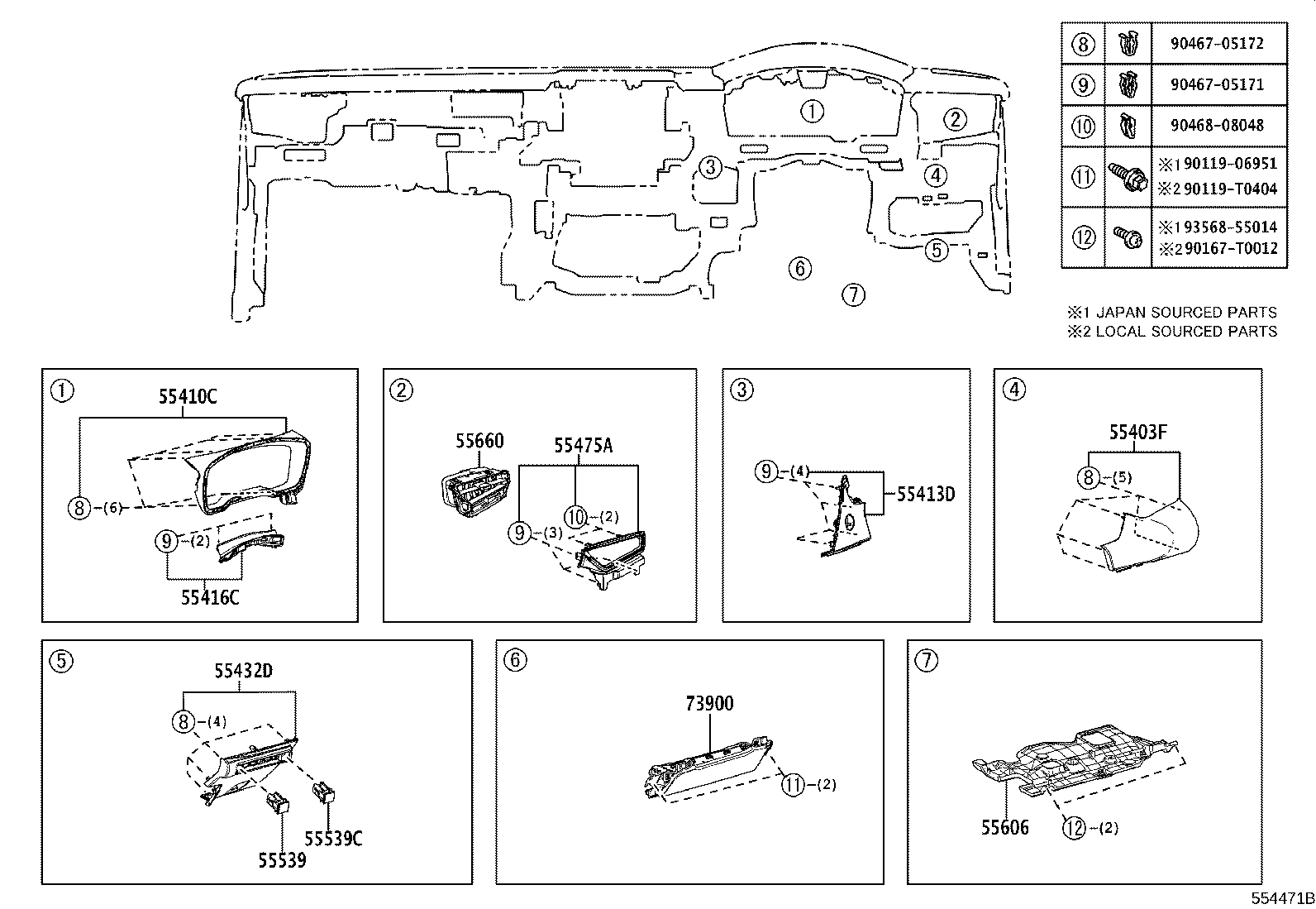 55405-02830 PANEL SUB-ASSY, INSTRUMENT CLUSTER FINISH, CENTER product image