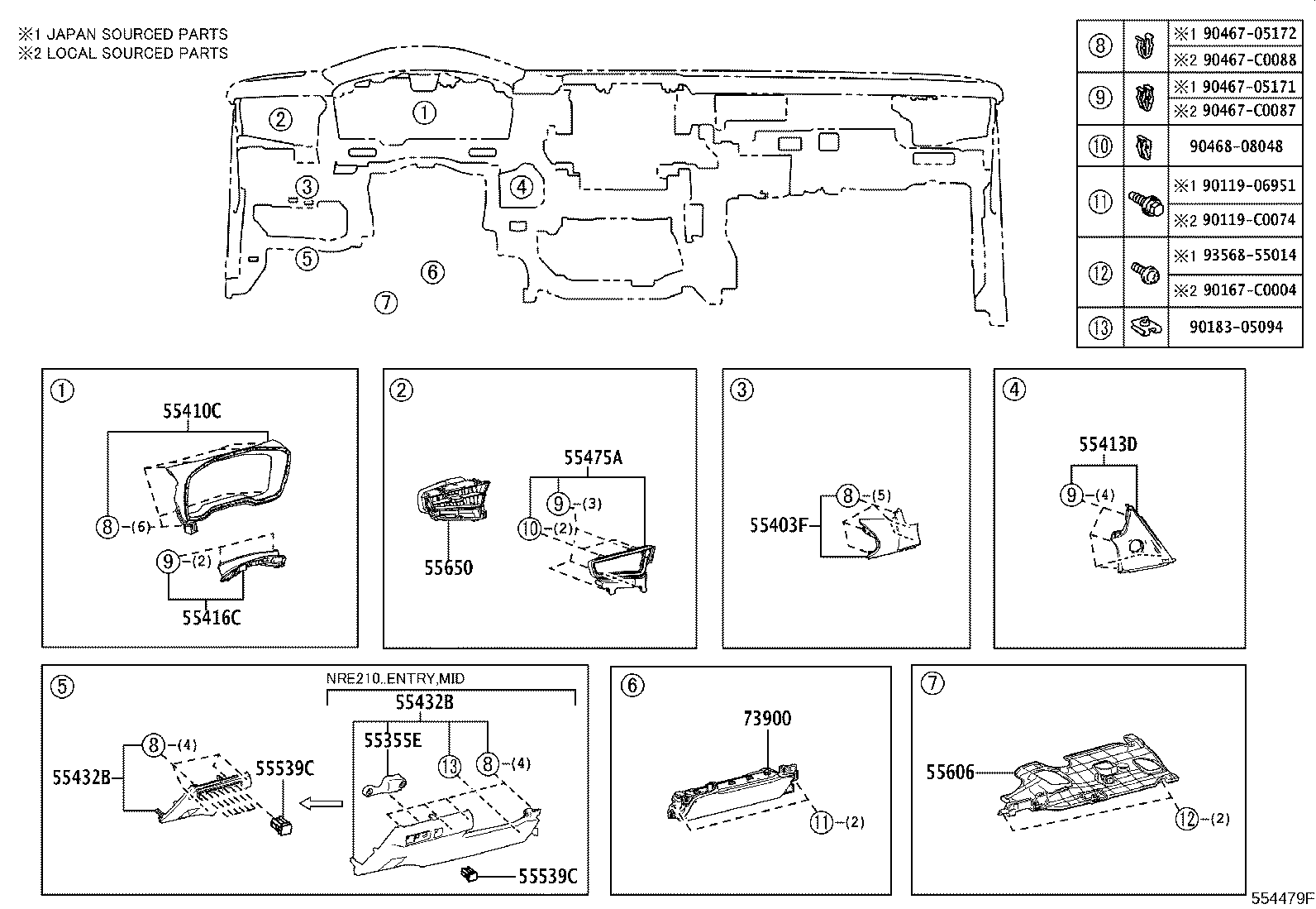 90467-C0051 CLIP, INSTRUMENT PANEL product image