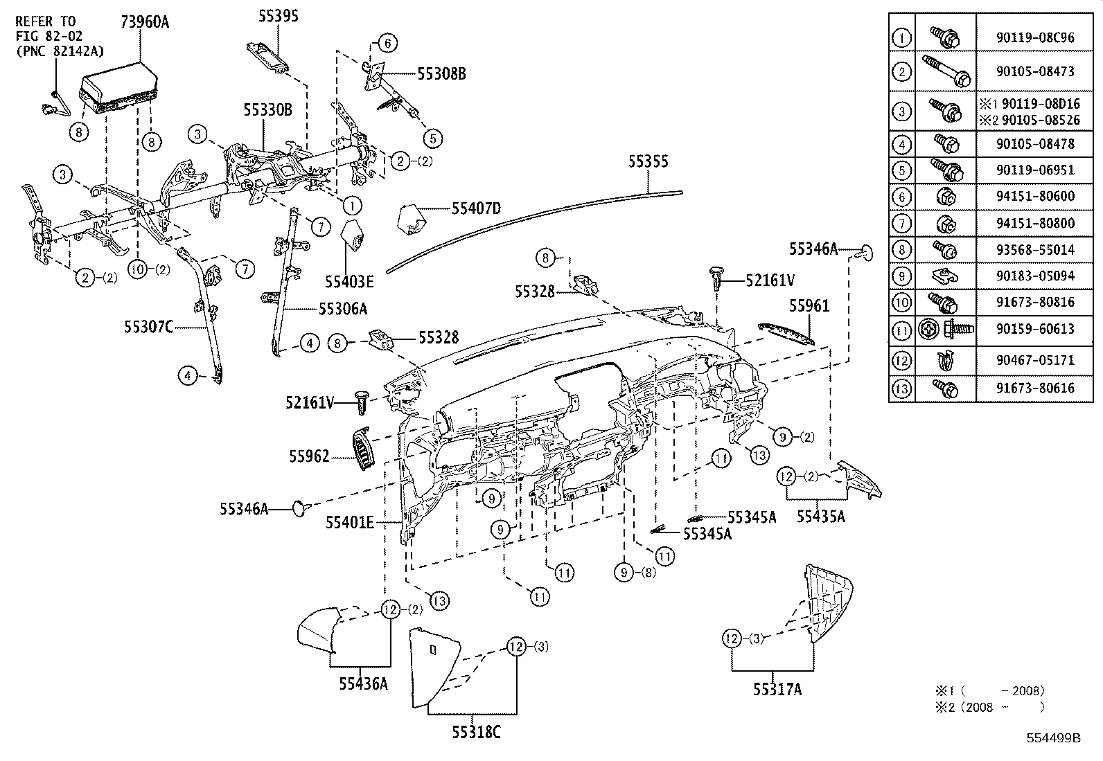55330-10190 REINFORCEMENT ASSY, INSTRUMENT PANEL product image