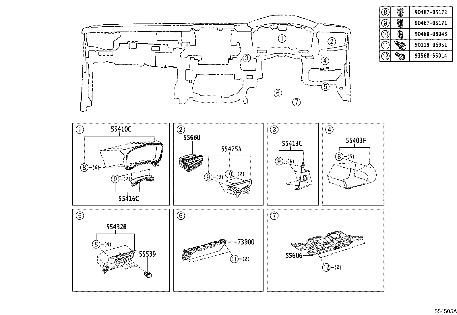 55306-12560 BRACE SUB-ASSY, INSTRUMENT PANEL, NO.1 product image