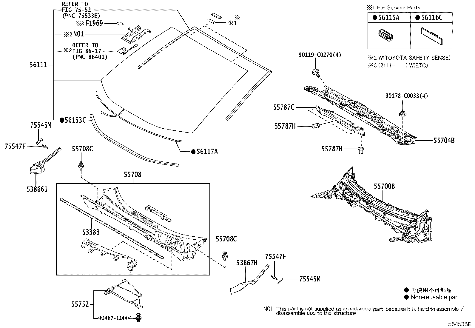 55708-0R070 LOUVER SUB-ASSY, COWL TOP VENTILATOR product image