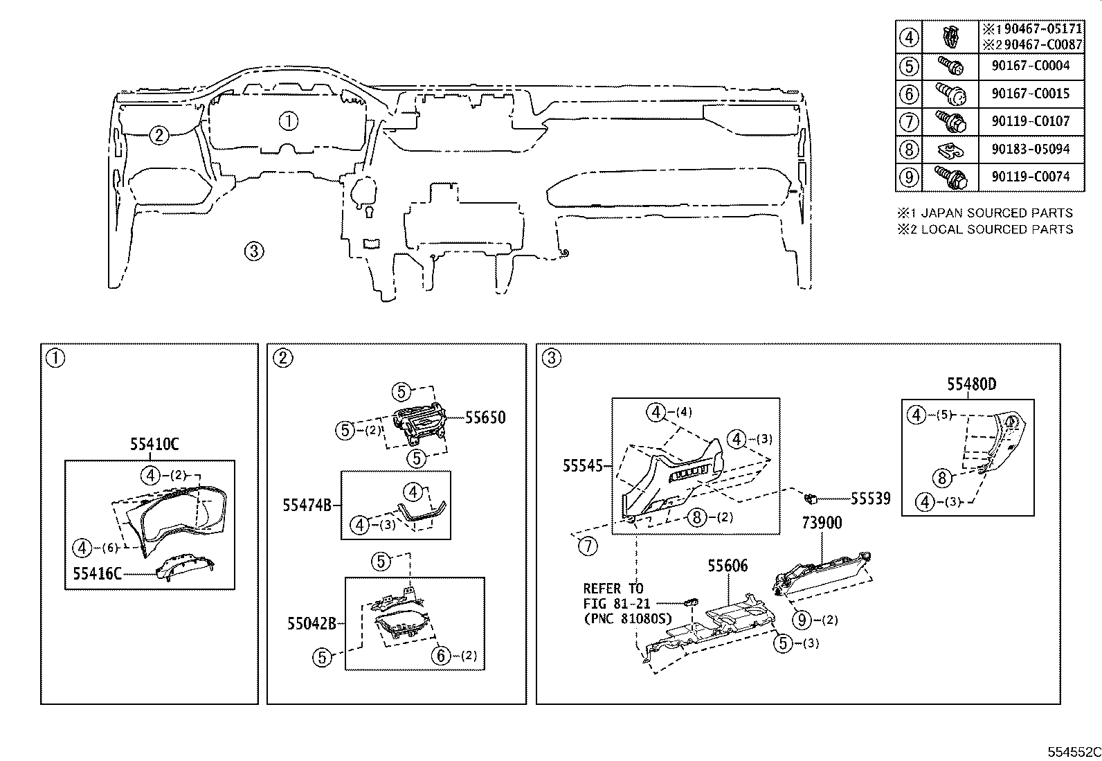 55307-0R050 BRACE SUB-ASSY, INSTRUMENT PANEL, NO.2 product image