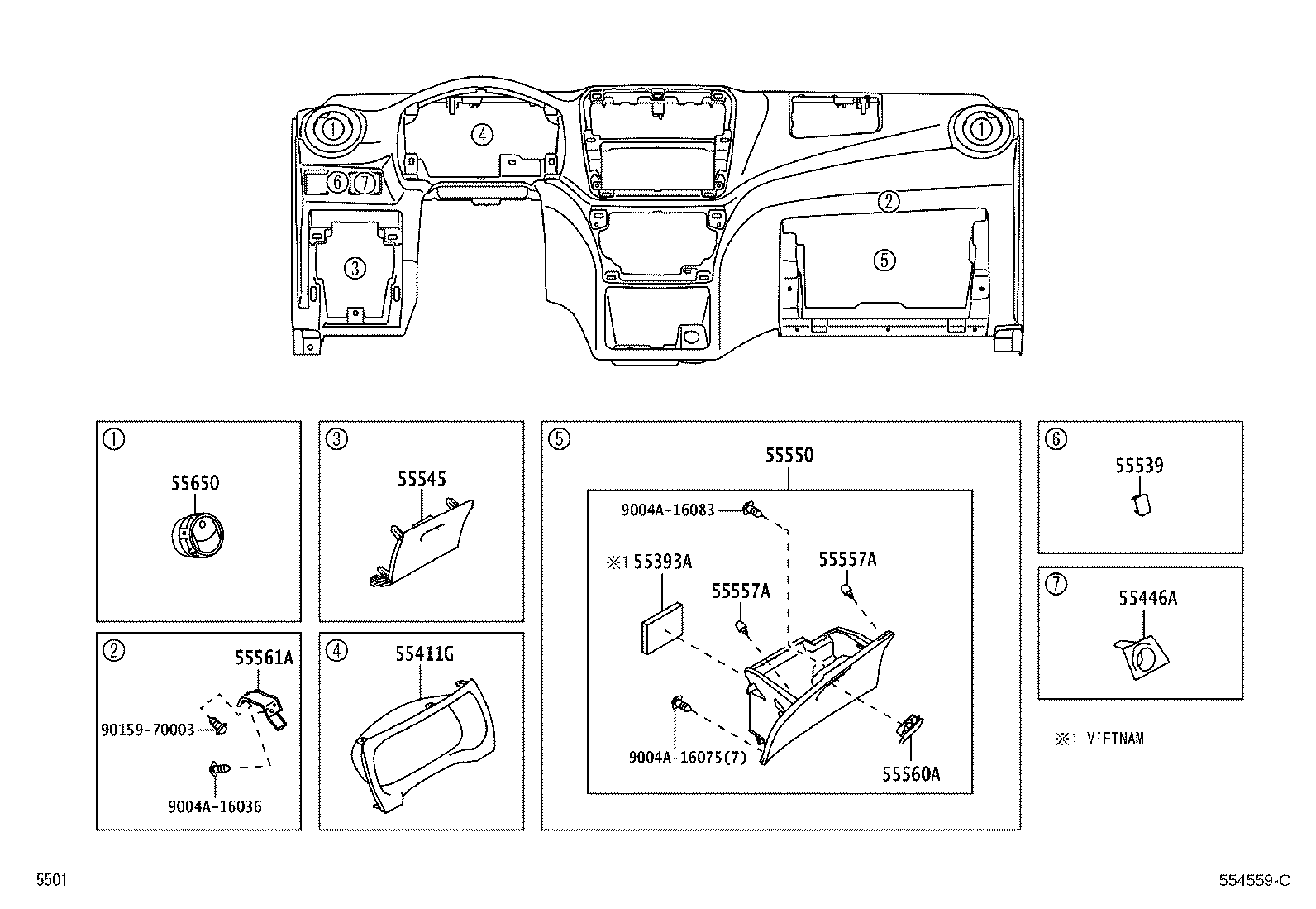 55357-BZ150 CUSHION, INSTRUMENT PANEL, NO.3 product image