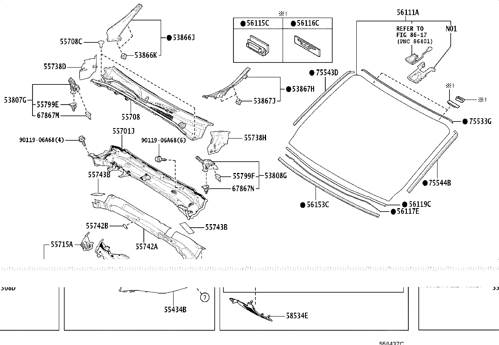 56101-26490 GLASS, WINDSHIELD product image