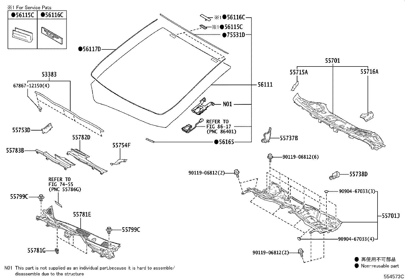 56101-58830 GLASS, WINDSHIELD product image