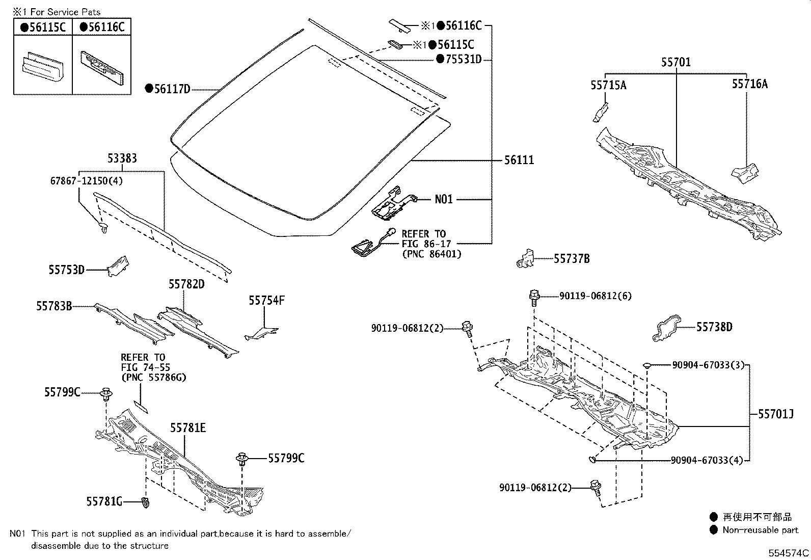 56101-58830 GLASS, WINDSHIELD product image