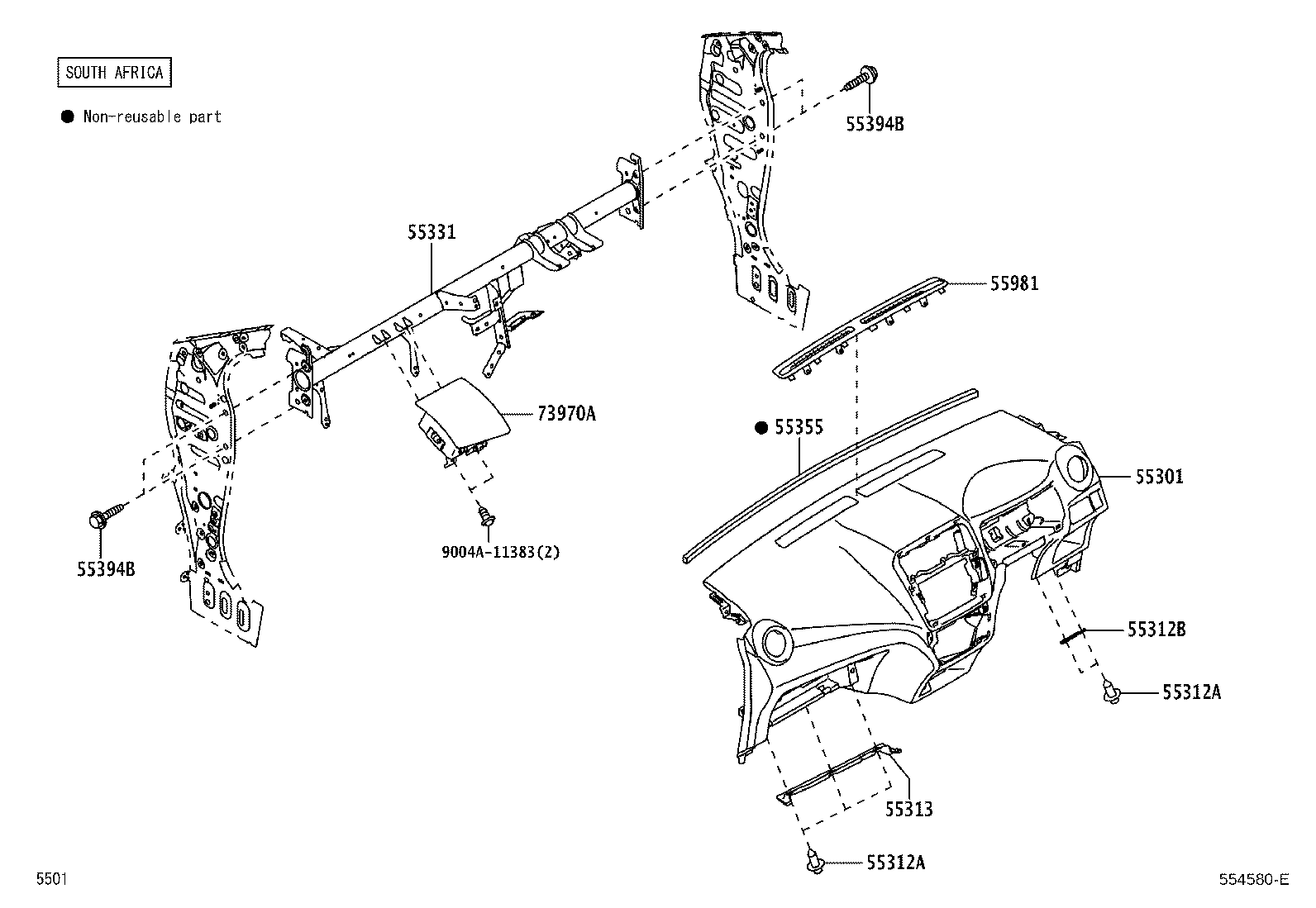 55357-BZ150 CUSHION, INSTRUMENT PANEL, NO.3 product image