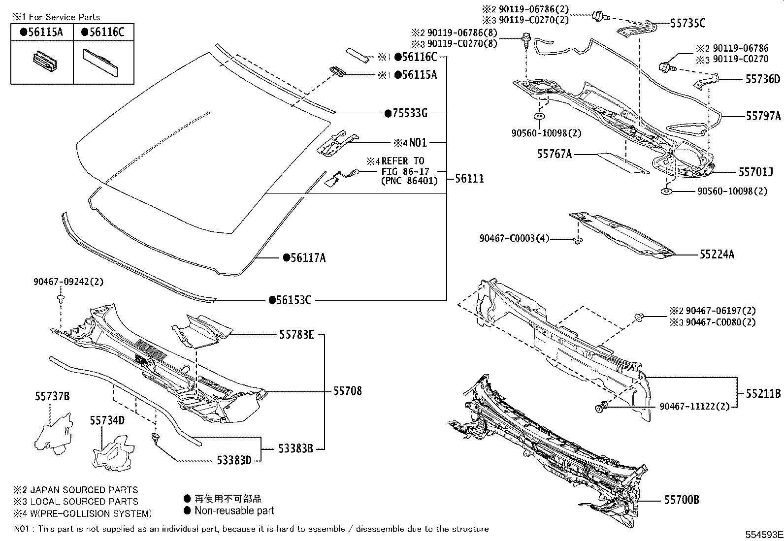 56101-F4500 GLASS, WINDSHIELD product image