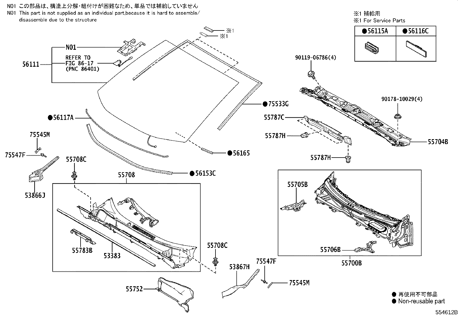 56101-42956 GLASS, WINDSHIELD product image