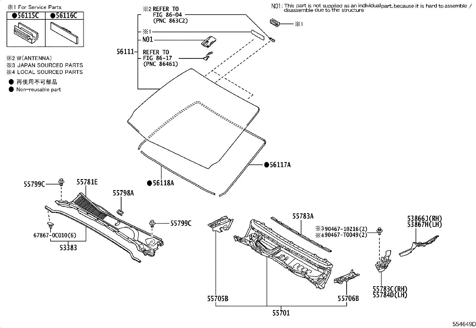 56101-0KF00 GLASS, WINDSHIELD product image