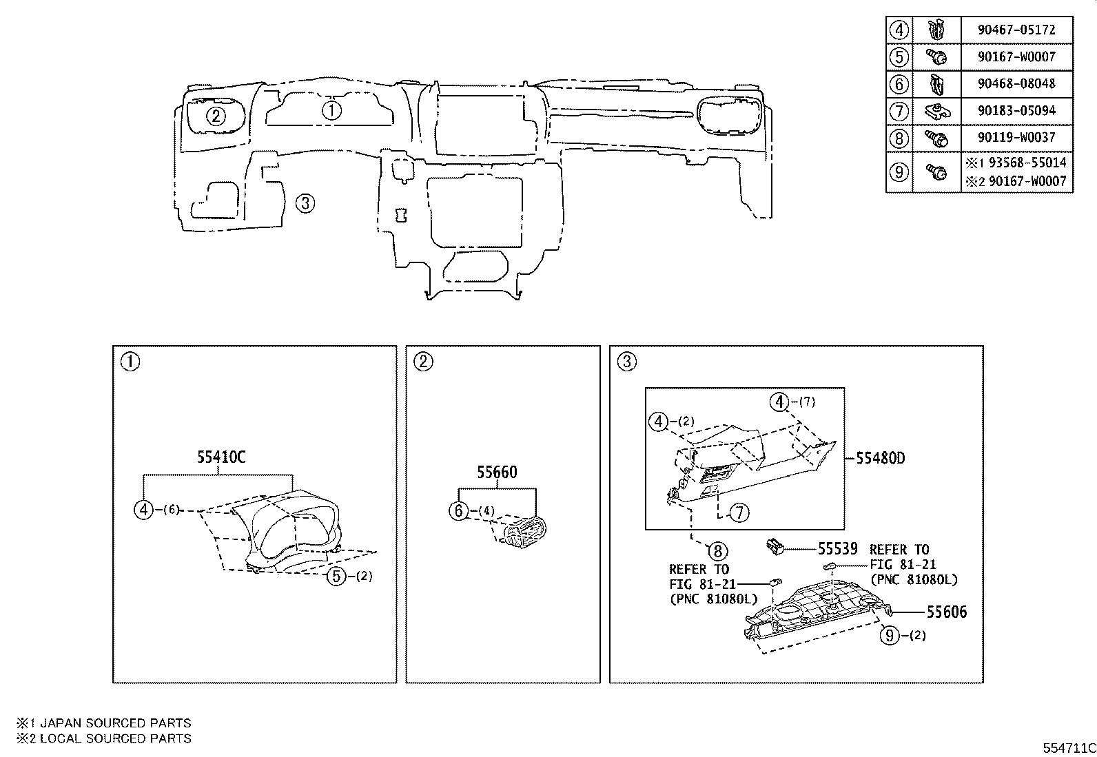 55054-47010 STOPPER SUB-ASSY, GLOVE COMPARTMENT DOOR product image
