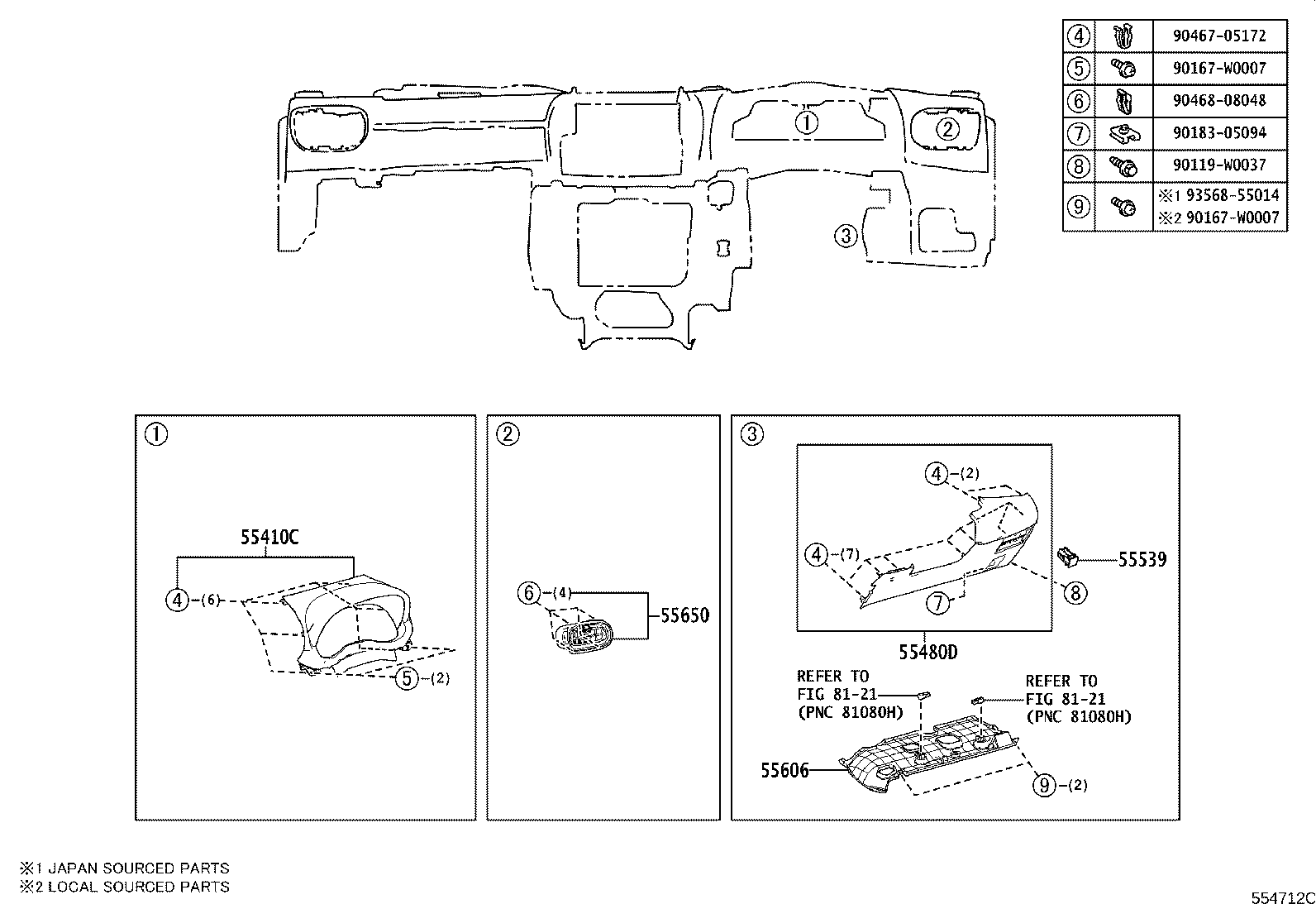 55054-47010 STOPPER SUB-ASSY, GLOVE COMPARTMENT DOOR product image
