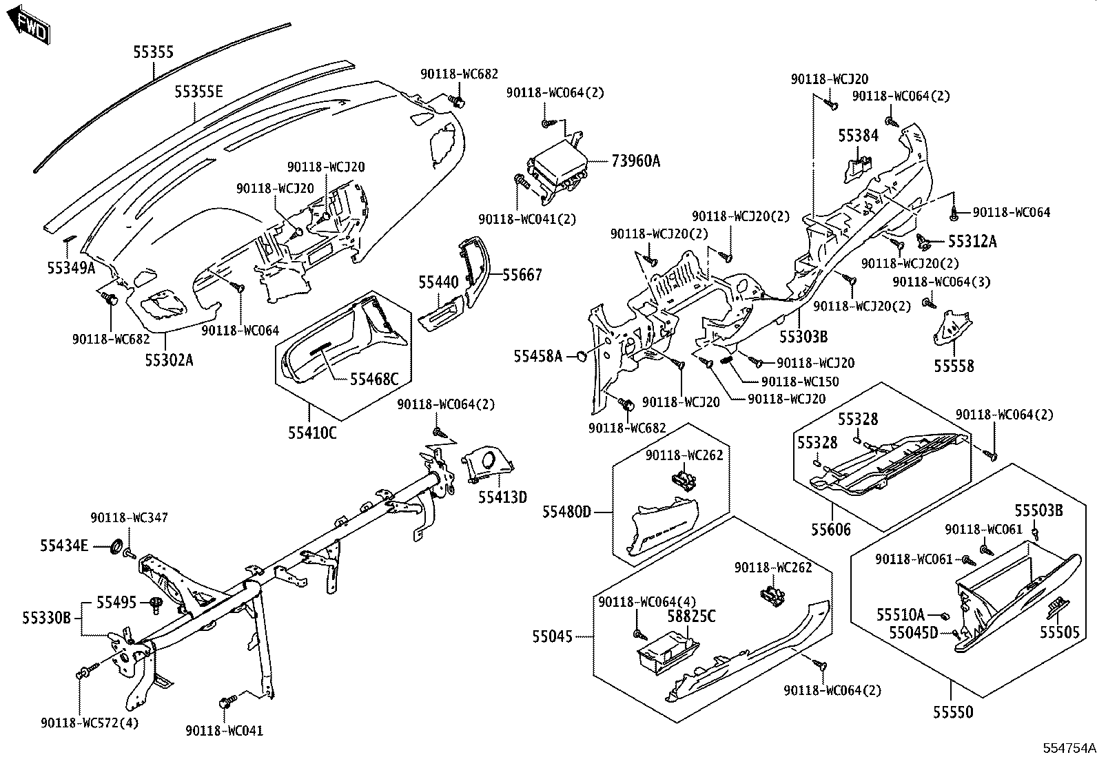 55331-WC002 REINFORCEMENT, GLOVE COMPARTMENT DOOR product image