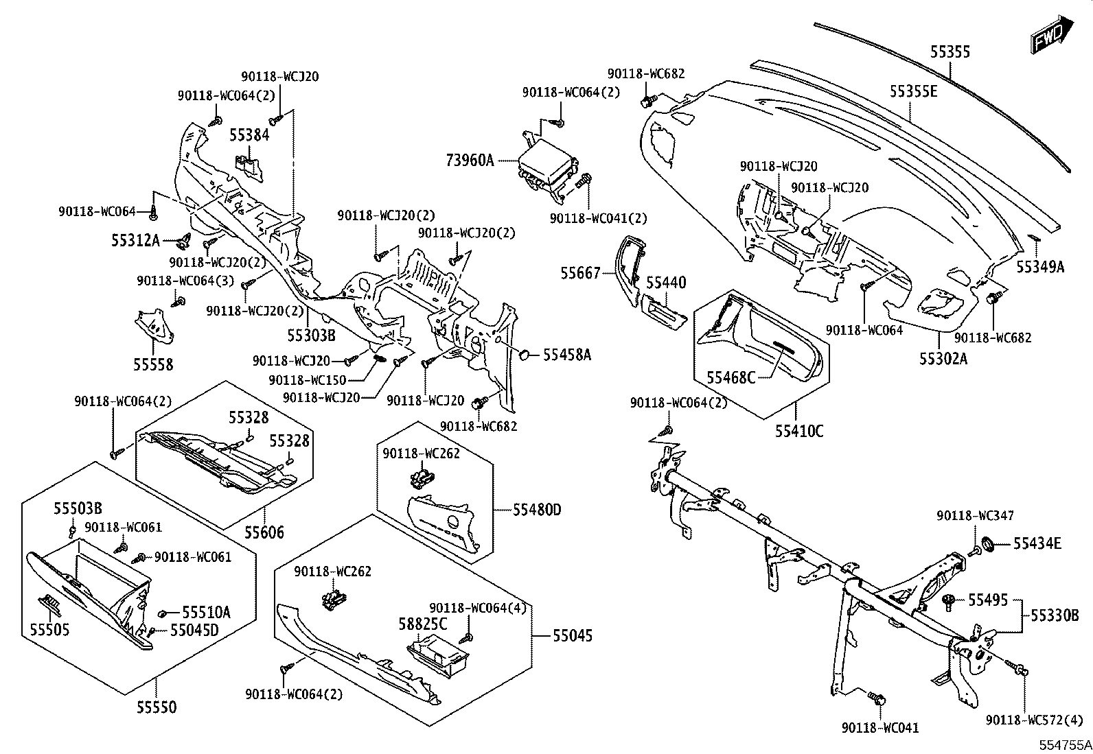 55331-WC002 REINFORCEMENT, GLOVE COMPARTMENT DOOR product image