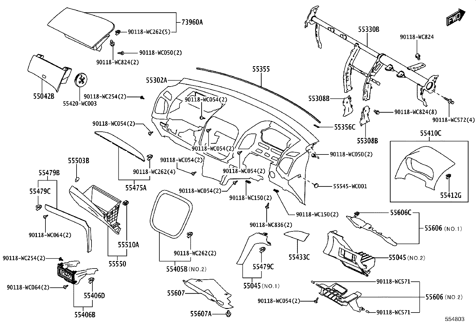 55405-WC002 PANEL SUB-ASSY, INSTRUMENT CLUSTER FINISH, CENTER product image