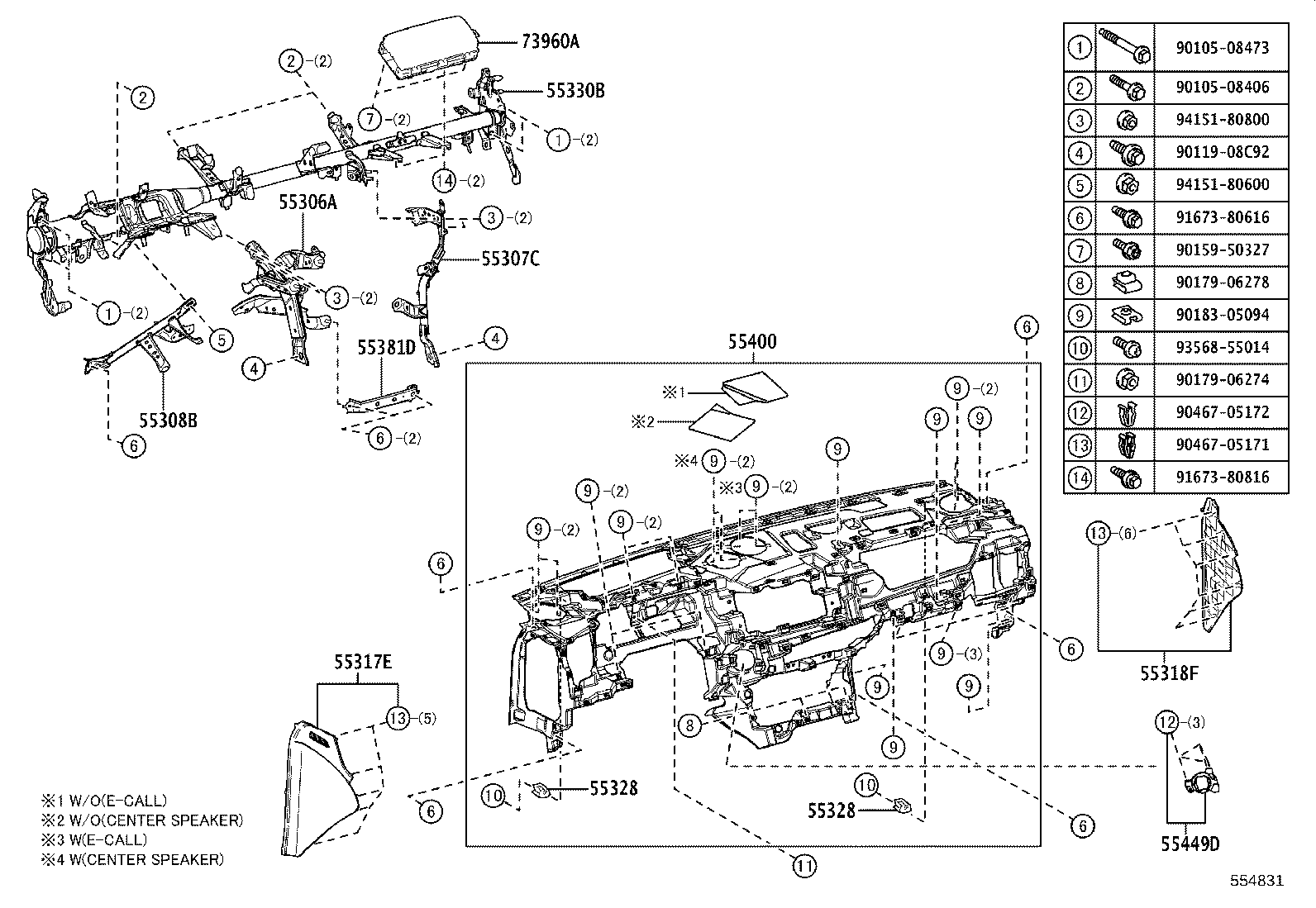 55307-62030 BRACE SUB-ASSY, INSTRUMENT PANEL, NO.2 product image