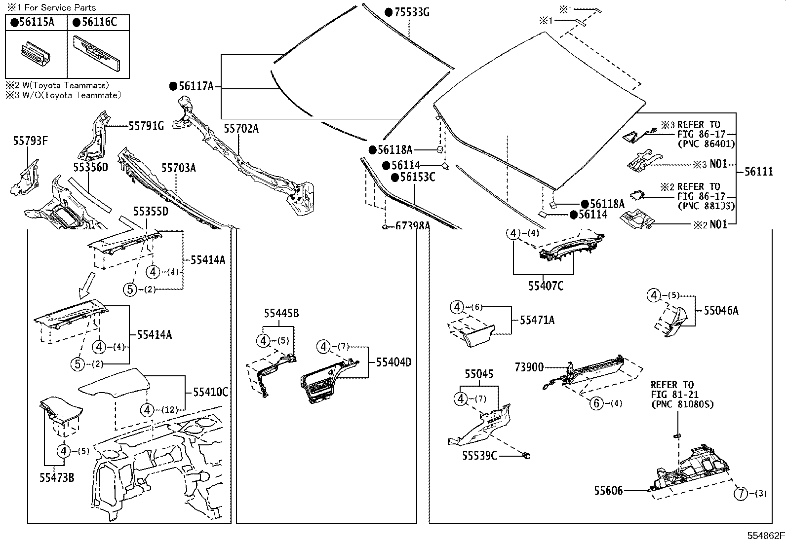 Toyota 55357-62041 CUSHION, INSTRUMENT PANEL, NO.2