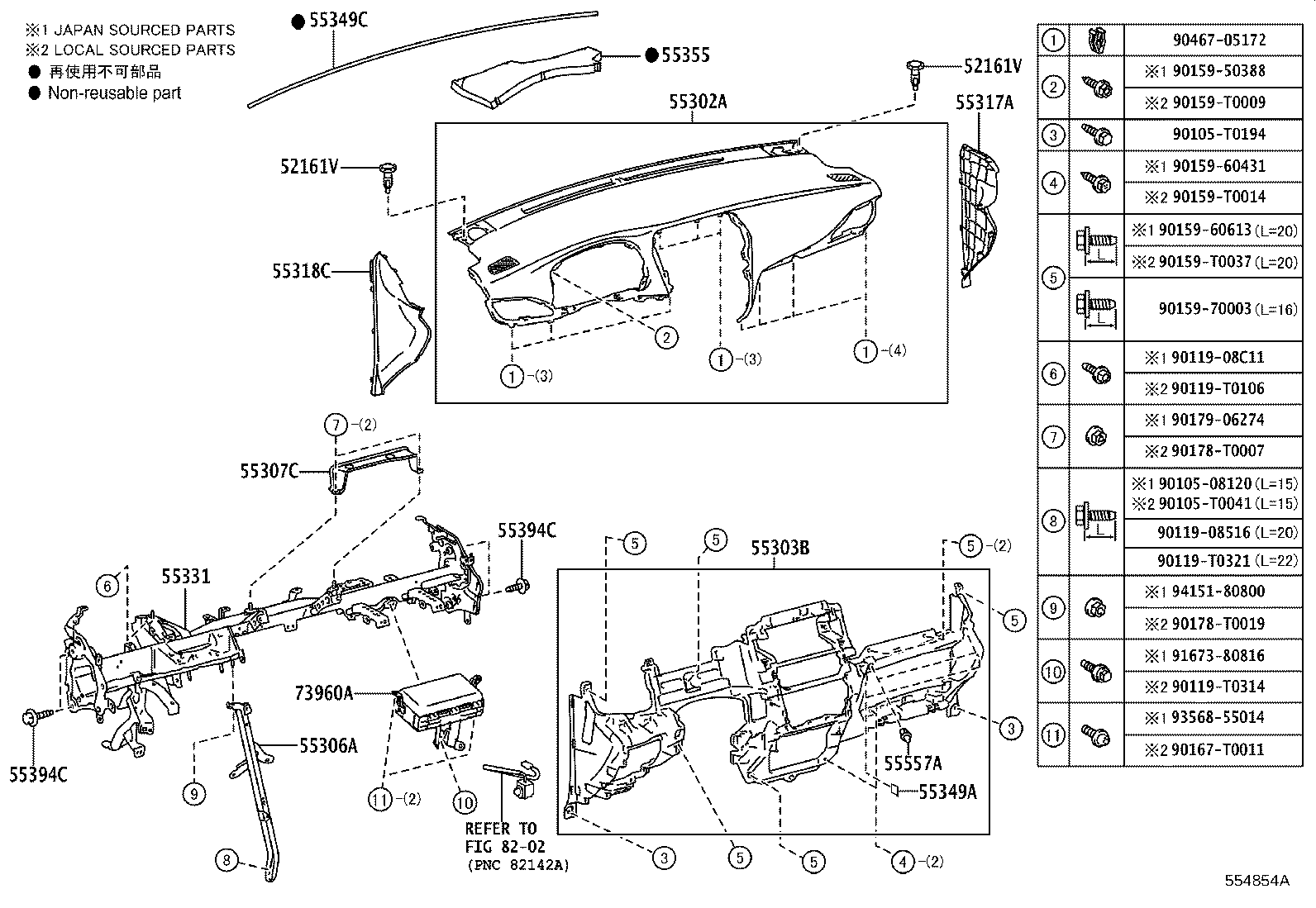 55046-0D290 PANEL SUB-ASSY, INSTRUMENT PANEL FINISH, LOWER RH product image