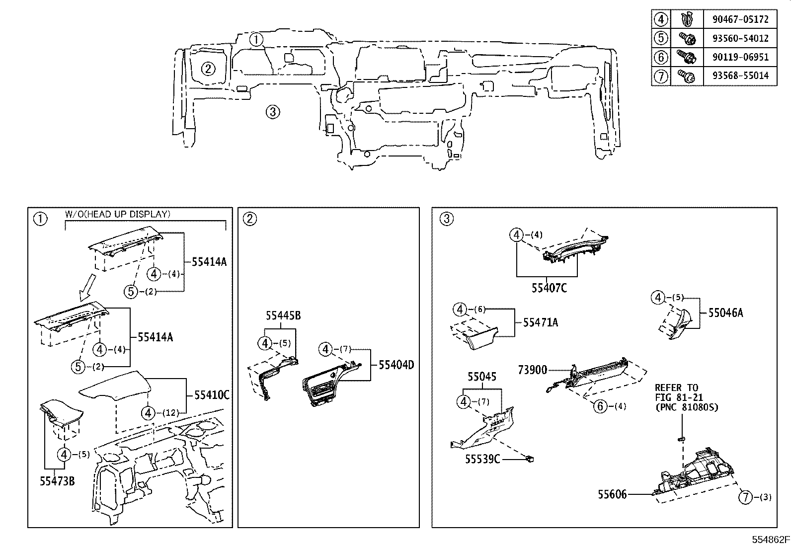 Toyota 55459-30070 COVER, INSTRUMENT, LOWER LH
