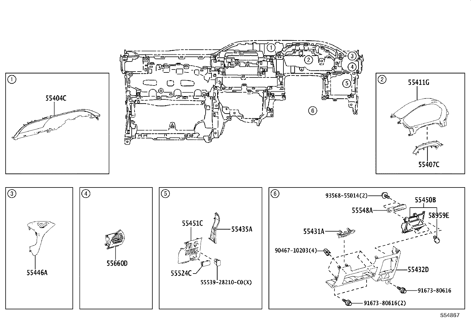 55306-28260 BRACE SUB-ASSY, INSTRUMENT PANEL, NO.1 product image