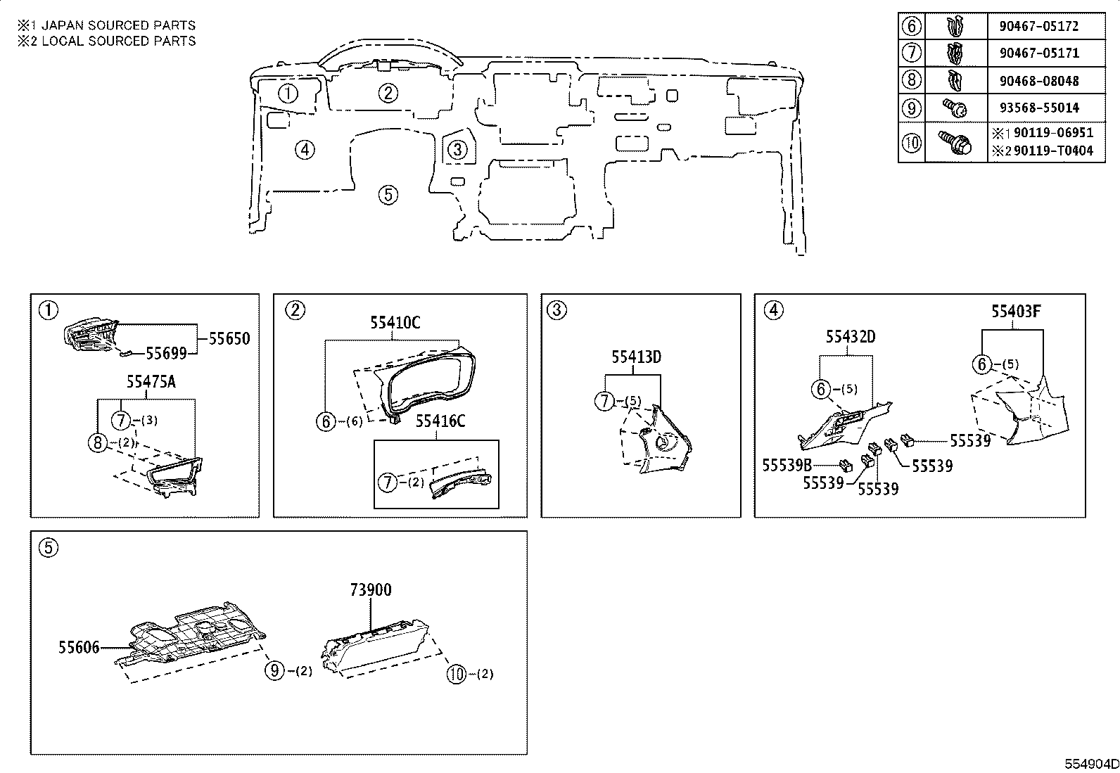 55405-0A080 PANEL SUB-ASSY, INSTRUMENT CLUSTER FINISH, CENTER product image