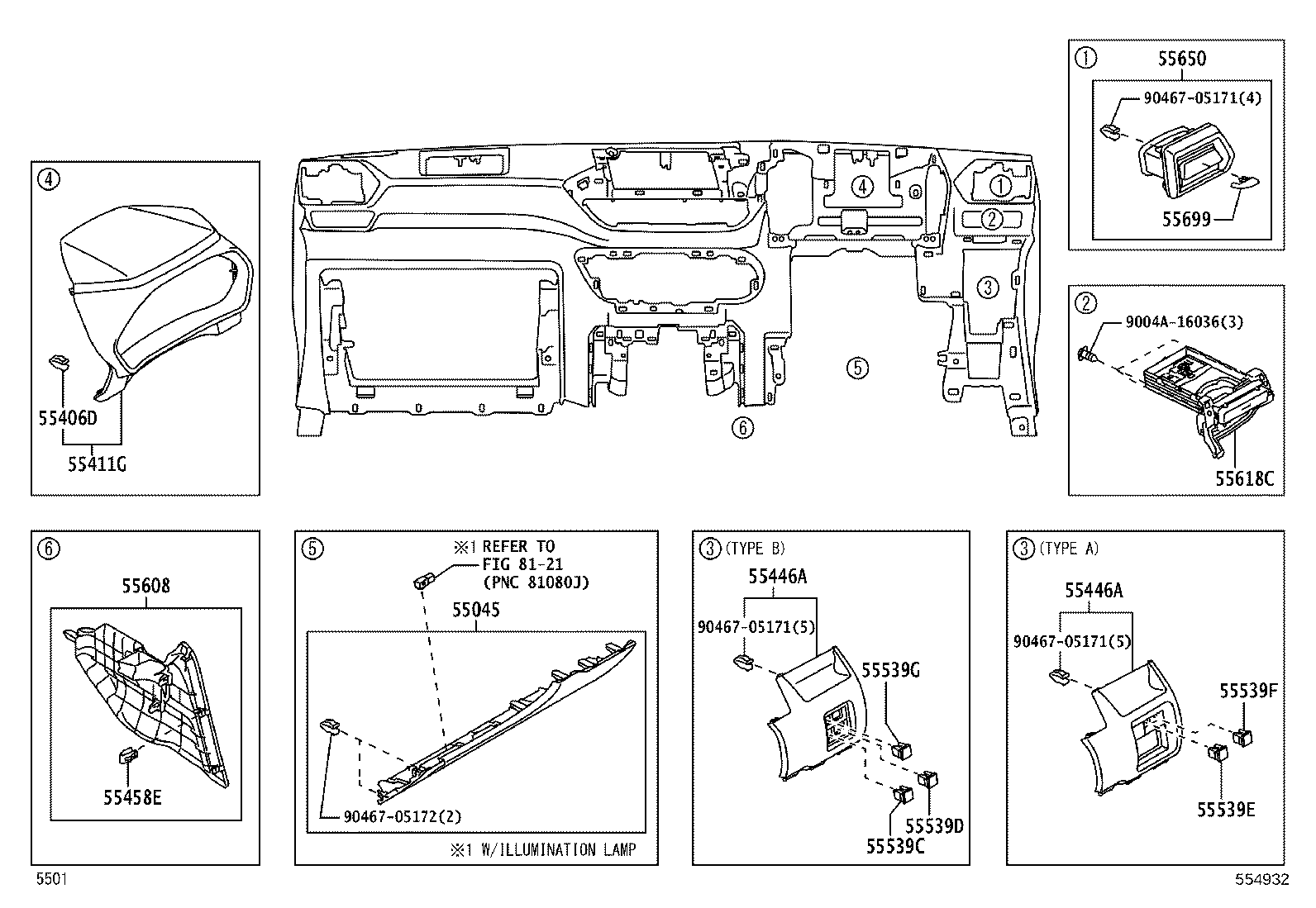 55453-BZ130 PAD, INSTRUMENT PANEL SAFETY, NO.1 product image