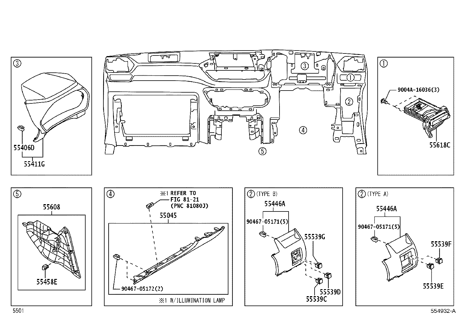 55453-BZ130 PAD, INSTRUMENT PANEL SAFETY, NO.1 product image
