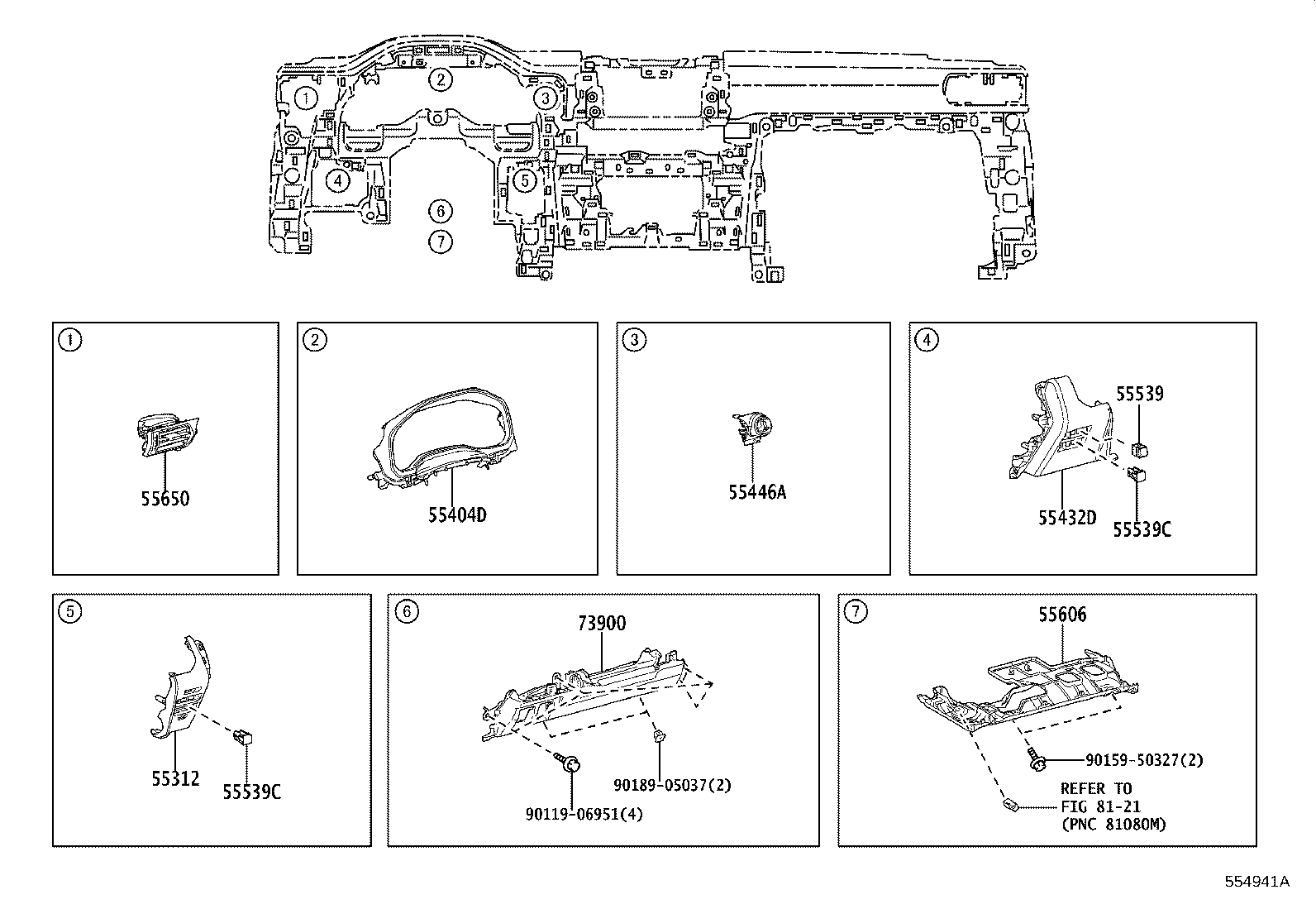 55405-60740 PANEL SUB-ASSY, INSTRUMENT CLUSTER FINISH, CENTER product image