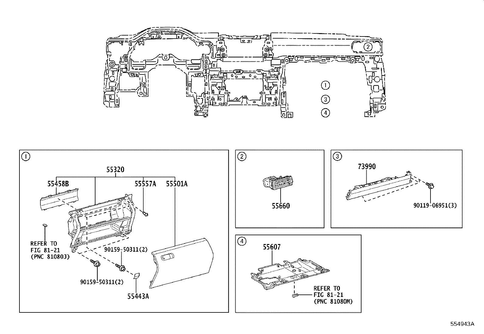 55405-60740 PANEL SUB-ASSY, INSTRUMENT CLUSTER FINISH, CENTER product image