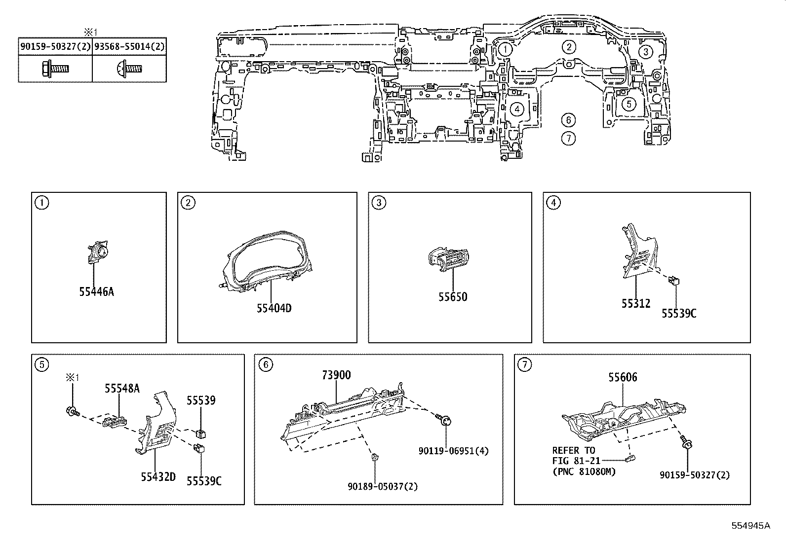 55405-60740 PANEL SUB-ASSY, INSTRUMENT CLUSTER FINISH, CENTER product image