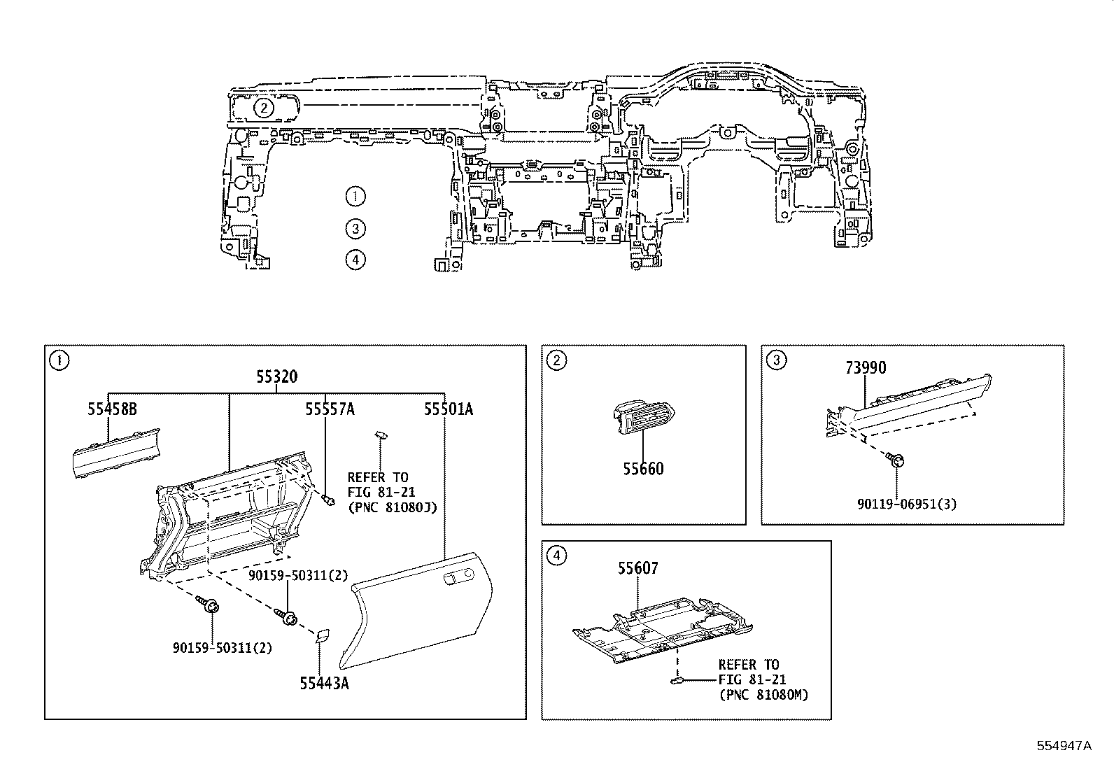 55405-60740 PANEL SUB-ASSY, INSTRUMENT CLUSTER FINISH, CENTER product image