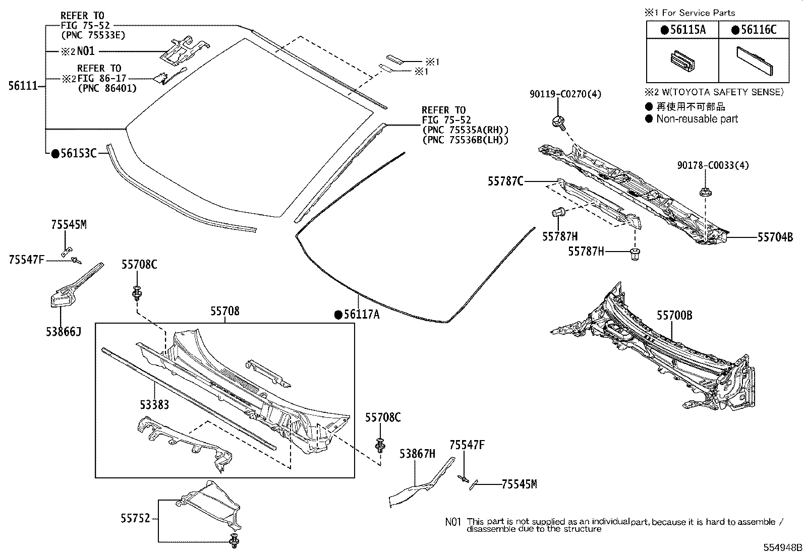 56101-0R730 GLASS, WINDSHIELD product image