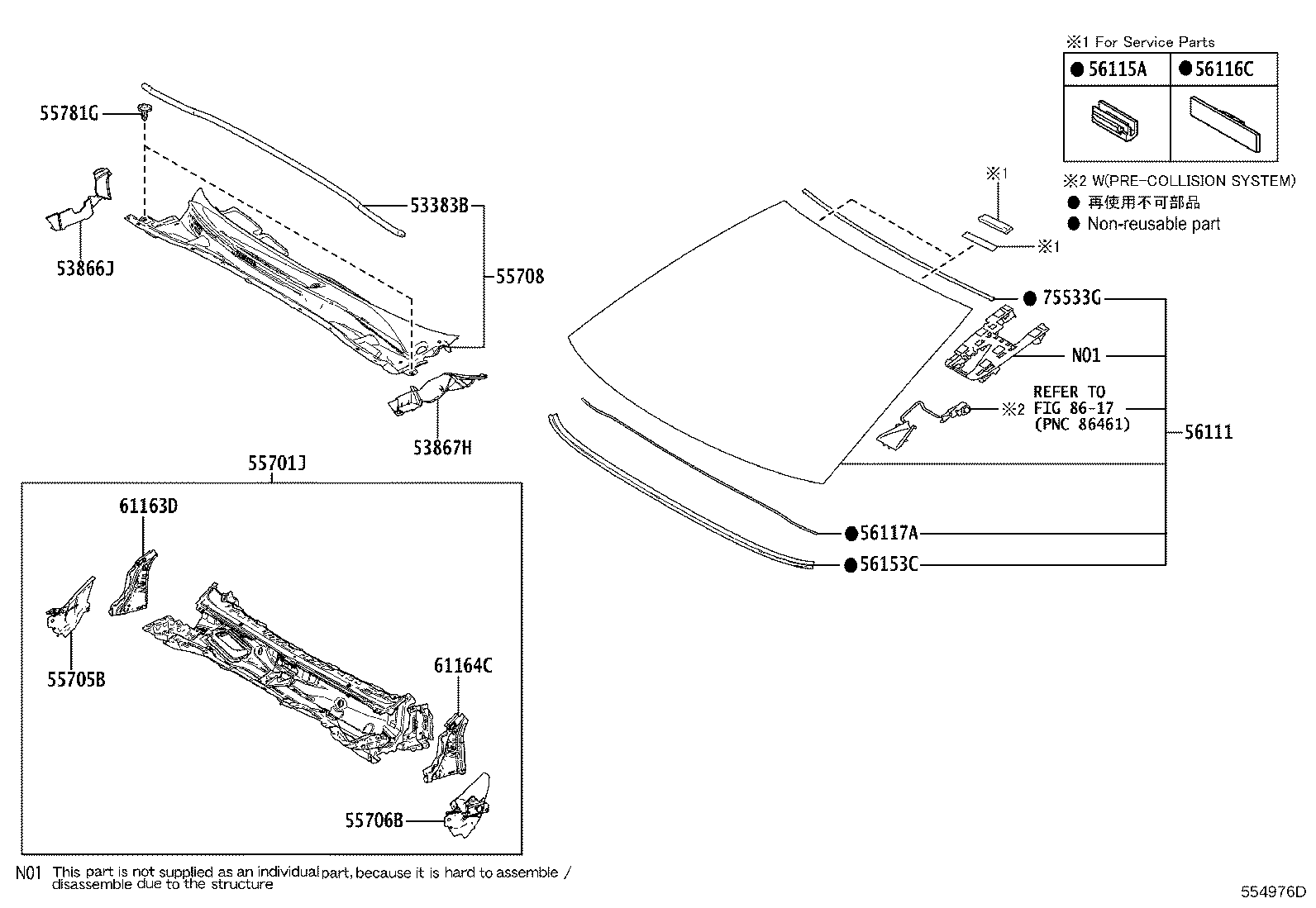 55708-33281 LOUVER SUB-ASSY, COWL TOP VENTILATOR product image
