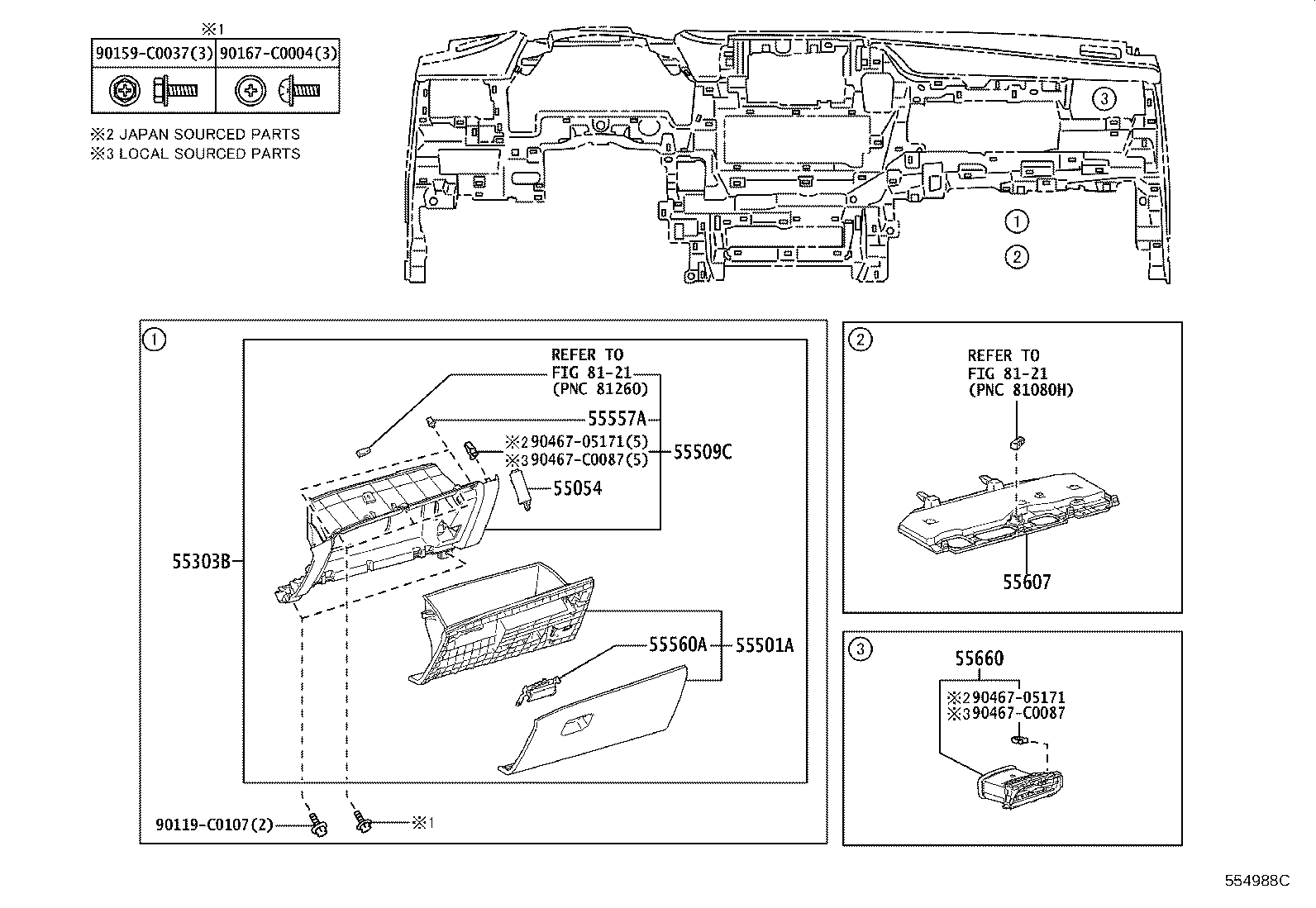 55650-0E320 REGISTER ASSY, INSTRUMENT PANEL, NO.1 product image