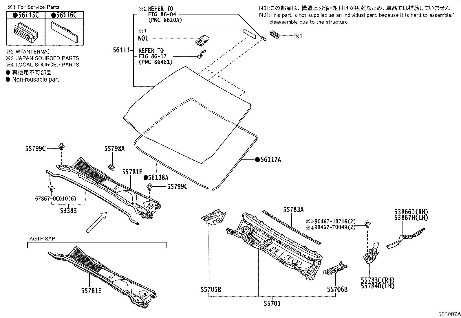 56101-0K780 GLASS, WINDSHIELD product image