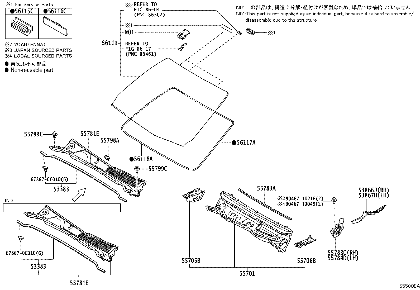 56101-0K780 GLASS, WINDSHIELD product image