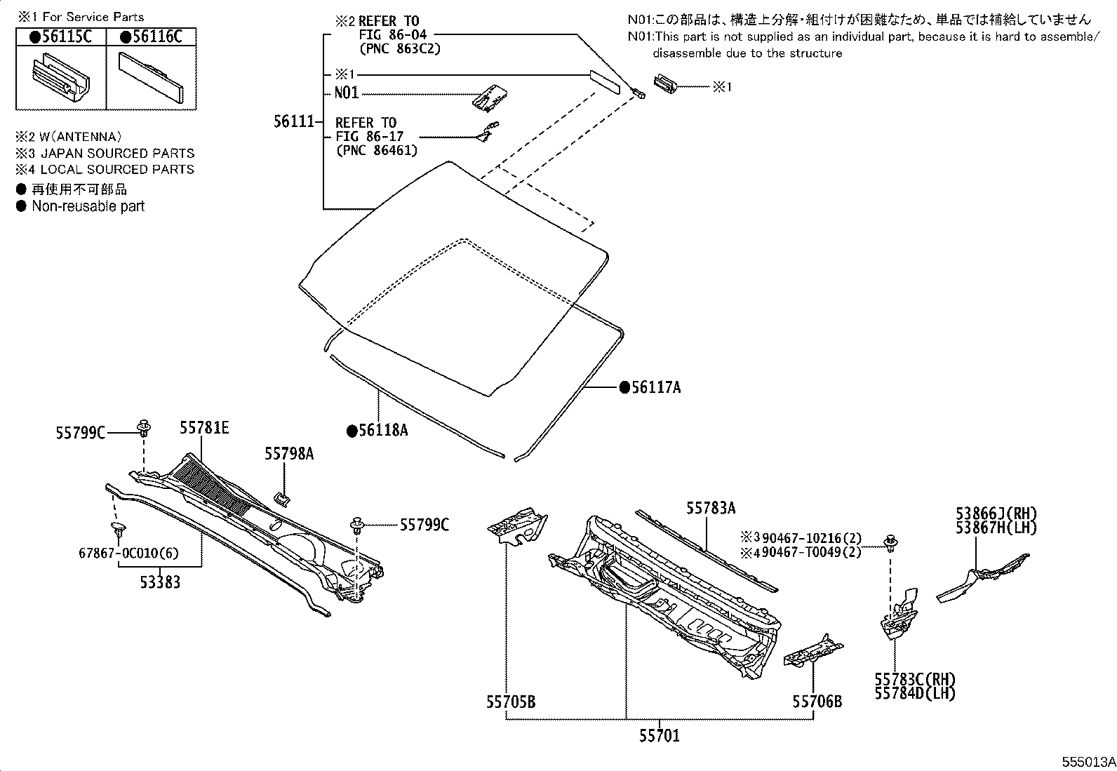55708-0K231 LOUVER SUB-ASSY, COWL TOP VENTILATOR product image