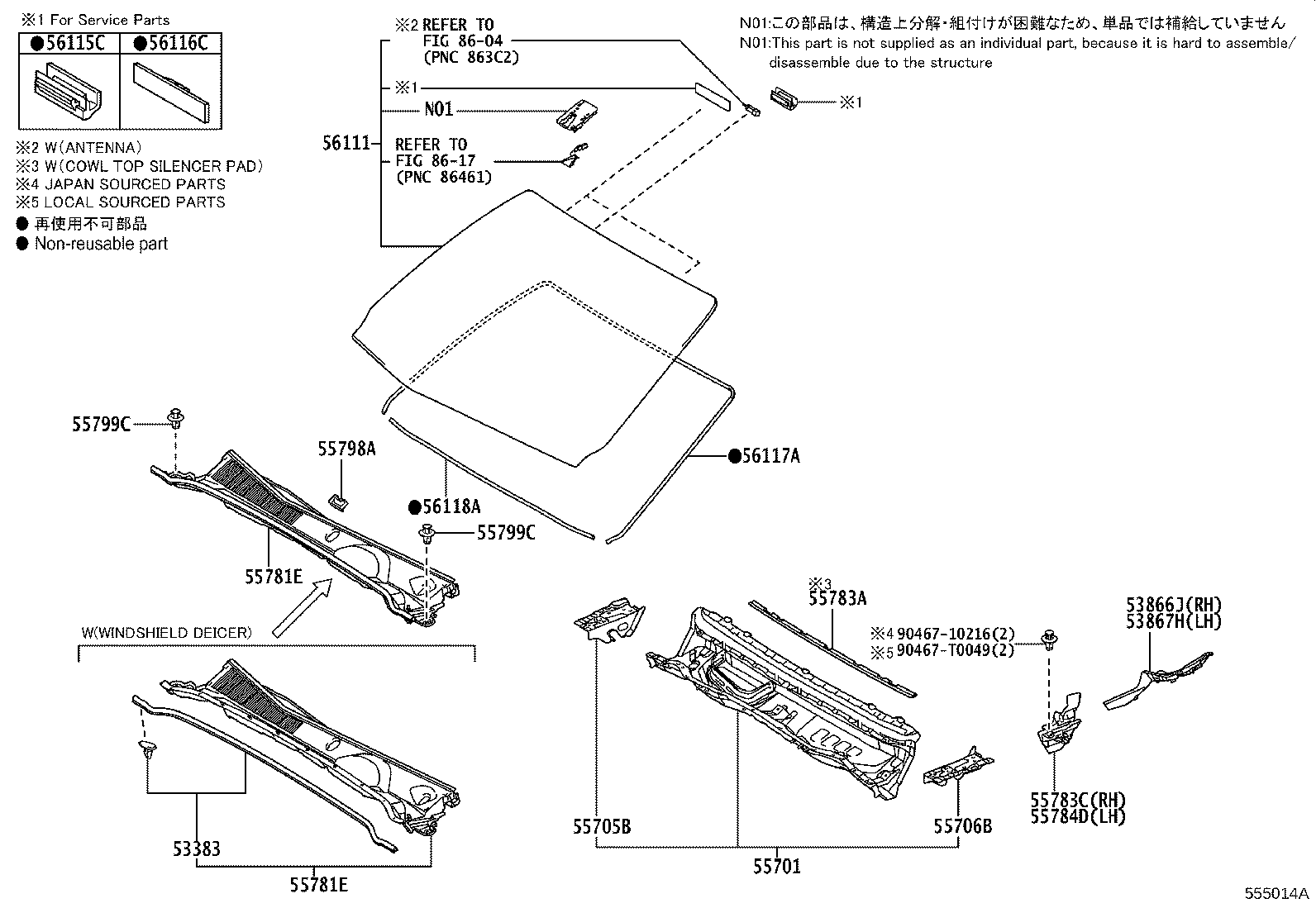 55708-0K231 LOUVER SUB-ASSY, COWL TOP VENTILATOR product image